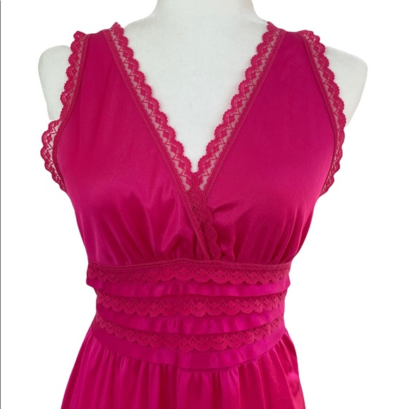 Vintage Long Slip Hot Pink Nightgown - Picture 5 of 7
